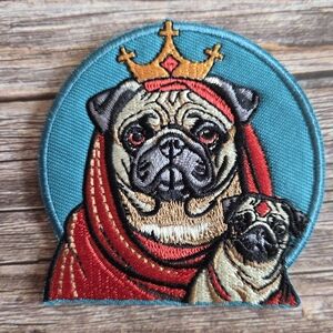 Queen King Pug Baby Puppy Cute Dog Majestic Pug Royalty Iron on Patch